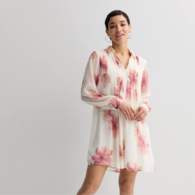 ナインウェスト レディース トップス 衣装 プチ ミニ Petite Nine West Pintuck Mini Dress Ivory Anita Blooms 象牙色