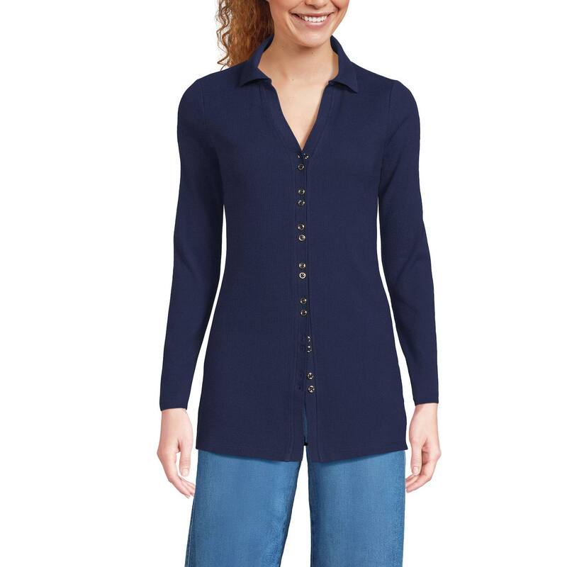 ランズエンド レディース トップス Tシャツ Women's Lands' End Long Sleeve Tunic Top Deep Sea Navy ネイビー