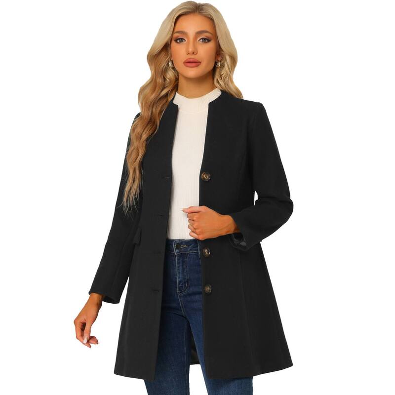 アレグラ ケー レディース アウター ジャケット・ブルゾン Vネック コート ALLEGRA K Women's Elegant Winter V Neck Long Sleeve Single Breasted Long Overcoat Black ブラック 15,736円