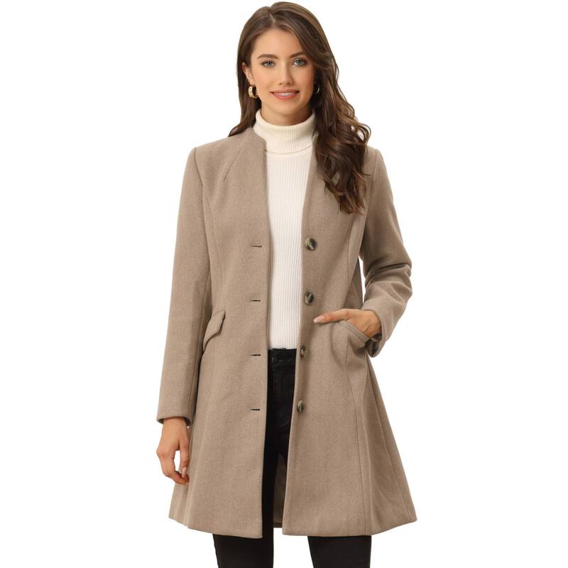 アレグラ ケー レディース アウター ジャケット・ブルゾン Vネック コート ALLEGRA K Women's Elegant Winter V Neck Long Sleeve Single Breasted Long Overcoat Brown ブラウン