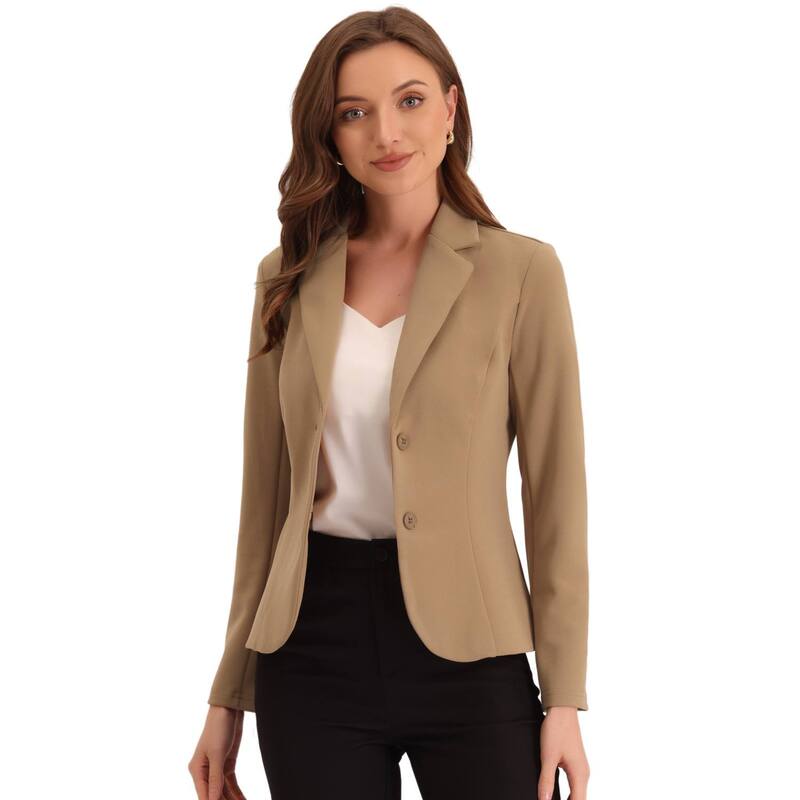 アレグラ ケー レディース アウター ジャケット・ブルゾン ブレザー ALLEGRA K Women's Work Office Lapel Collar Stretchy Jacket Suit Blazer Deep Khaki カーキ|ReVida 店