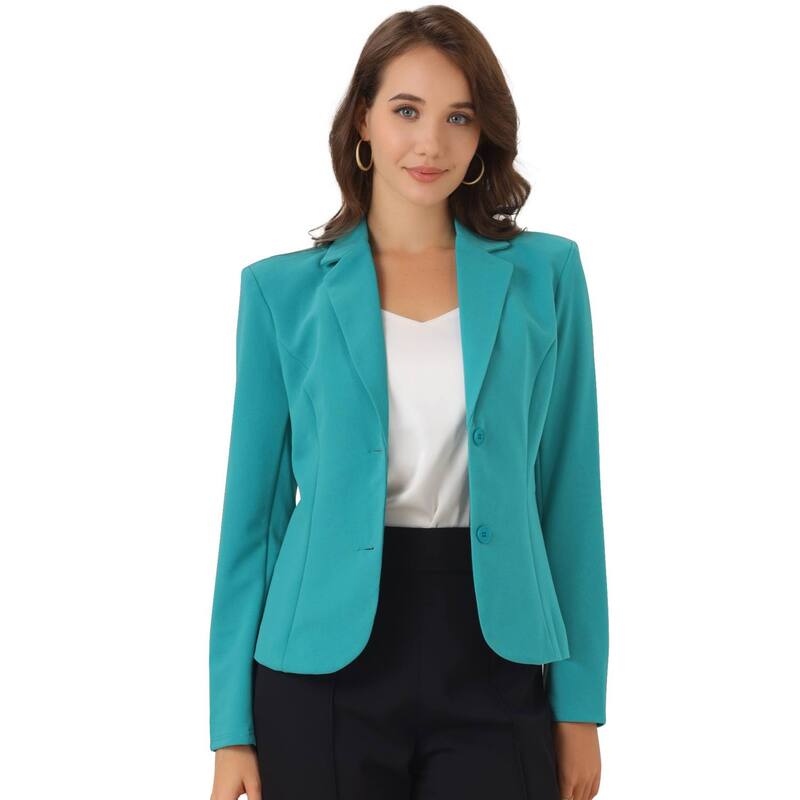 アレグラ ケー レディース アウター 上衣・上衣 スポーツジャケット ALLEGRA K Women\u0027s Work Office Lapel Collar Stretchy Jacket Suit Blazer Teal ティール レディースファッション-コート・ジャケット