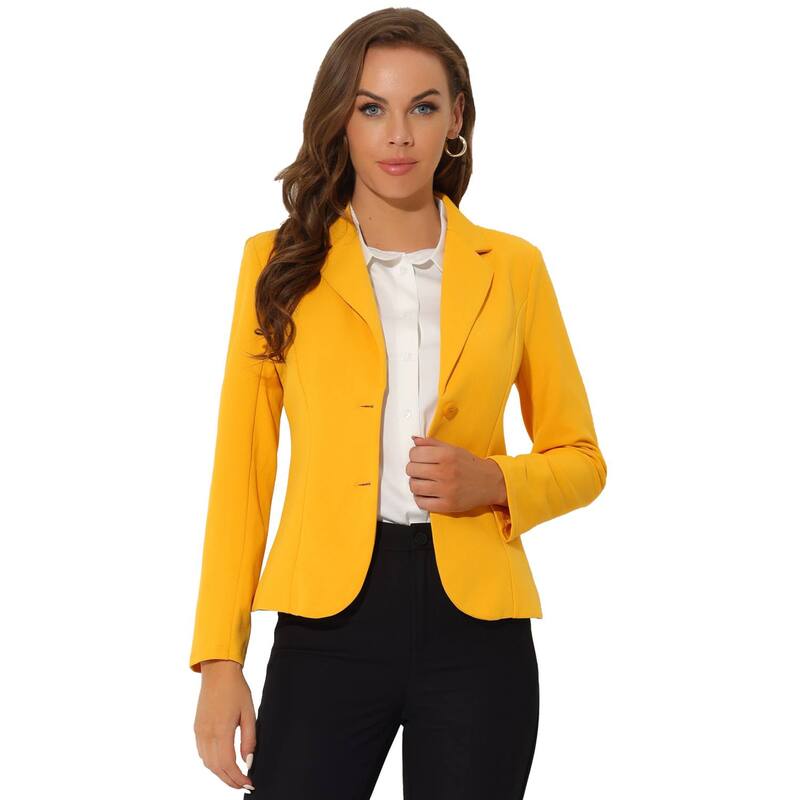 アレグラ ケー レディース アウター ジャケット・ブルゾン ブレザー ALLEGRA K Women's Work Office Lapel Collar Stretchy Jacket Suit Blazer Yellow イエロー|ReVida 店
