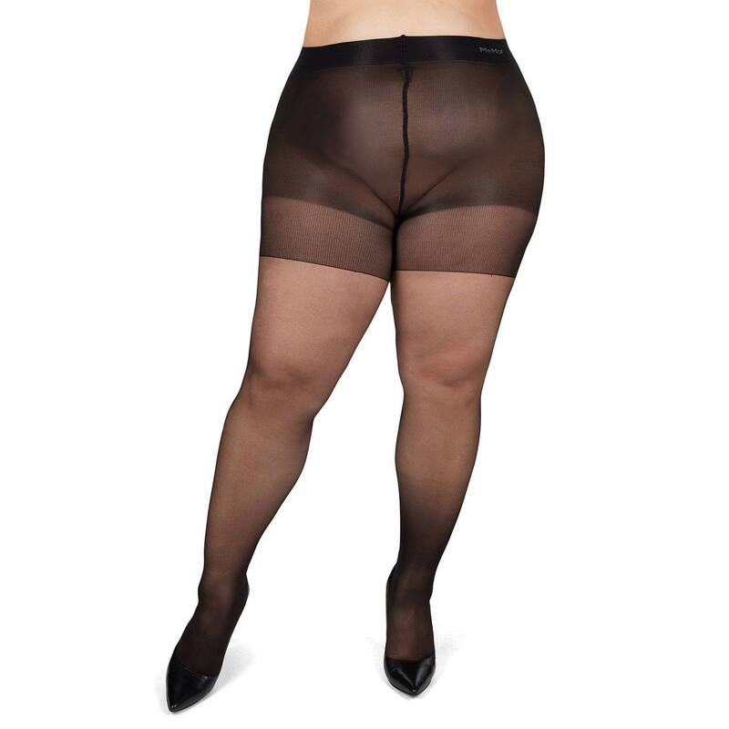 メモイ レディース アンダーお召しもの ソックス 足し加える大きさ 踵 MeMoi Back Seam/Cuban Heel Plusize Curvy Control Topantyhose Black Red 黒いこと