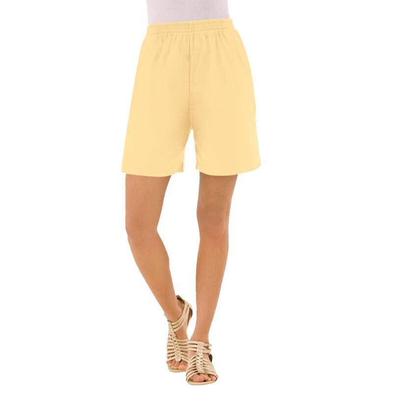 ロアマンズ レディース ボトムス ハーフパンツ・ショーツ プラスサイズ ニット Roaman's Women's Plusize Soft Knit Pull-On Short Banana