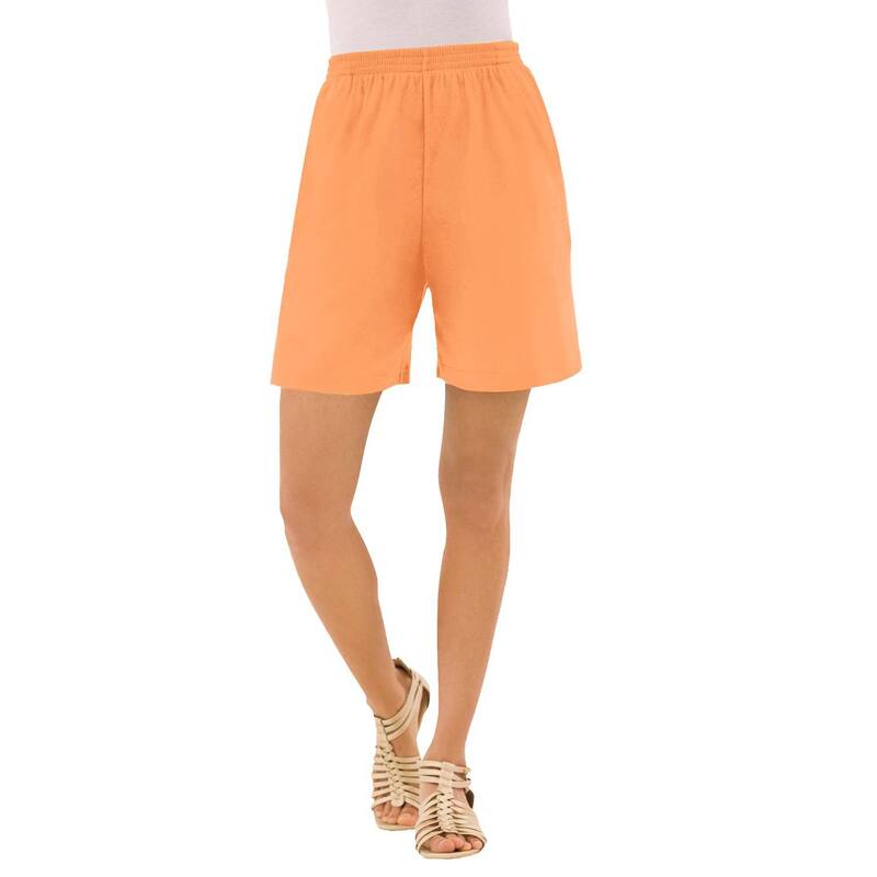 ロアマンズ レディース ボトムス ハーフパンツ・ショーツ プラスサイズ ニット Roaman's Women's Plusize Soft Knit Pull-On Short Orange Melon オレンジ