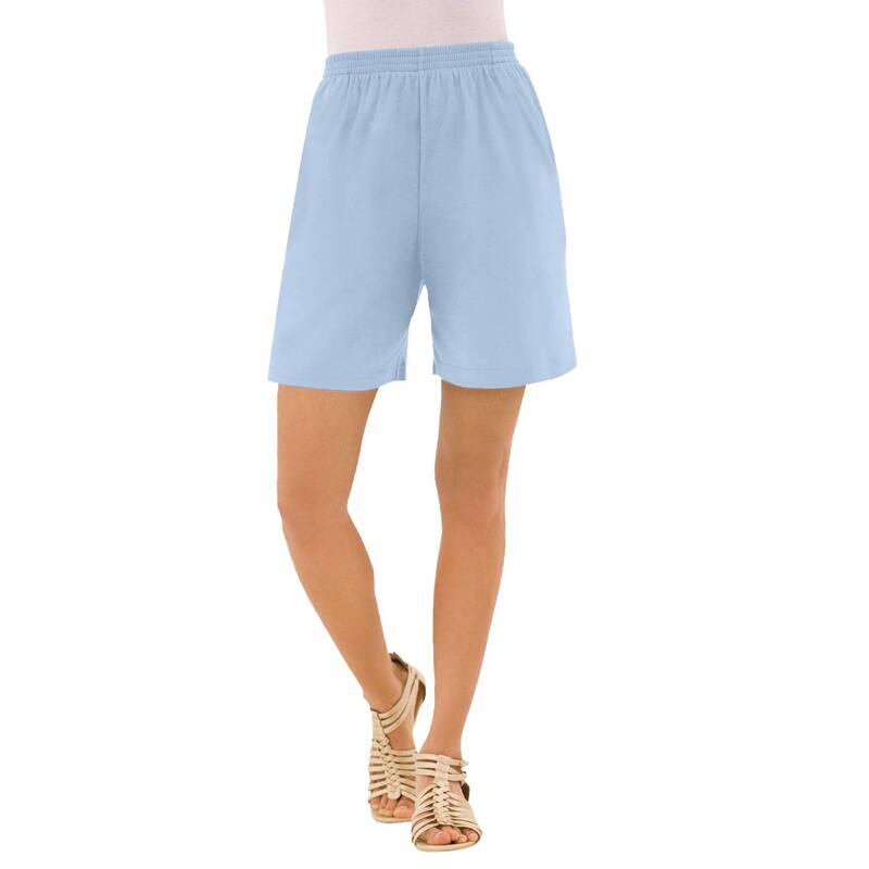 ロアマンズ レディース ボトムス ハーフパンツ・ショーツ プラスサイズ ニット Roaman's Women's Plusize Soft Knit Pull-On Short Pale Blue ブルー 8,736円