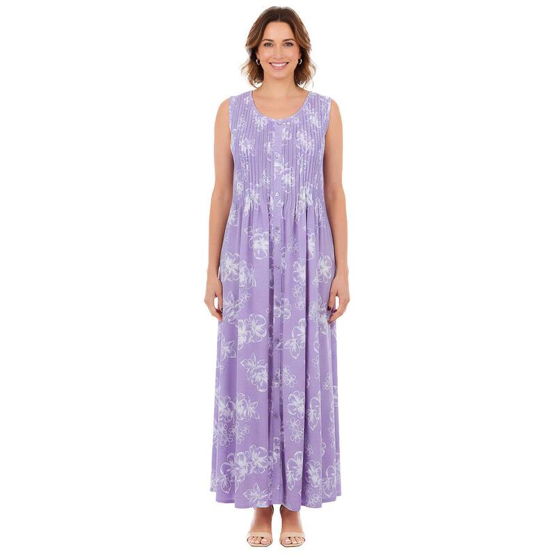 成人女性 ウィズはたご屋 レディース トップス 衣装 つけ加える大きさ ノースリーブ Woman Within Plusize Pintucked Sleeveless Dressoft Iris Plumeria