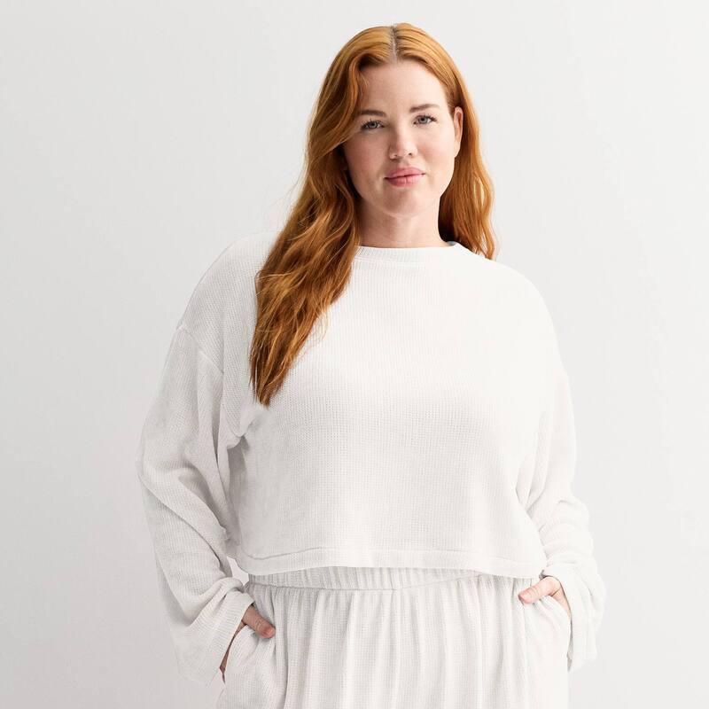 ソノマ レディース トップス Tシャツ プラスサイズ Plusize Sonoma Goods For Life Chenille Long Sleeve Sleep Top Ivory Tusk アイボリー