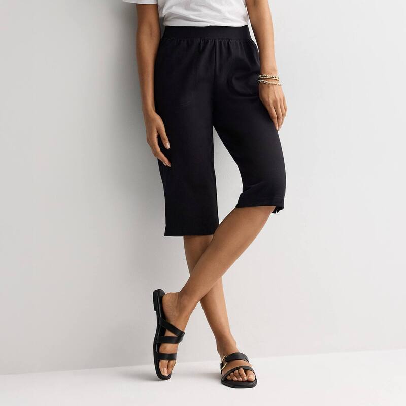 クロフト＆バロー レディース ボトムス カジュアルパンツ ショートパンツ ニット Women Croft \u0026 Barrow Easy Pull On Knit Skimmer Shorts Mineral Black ブラック