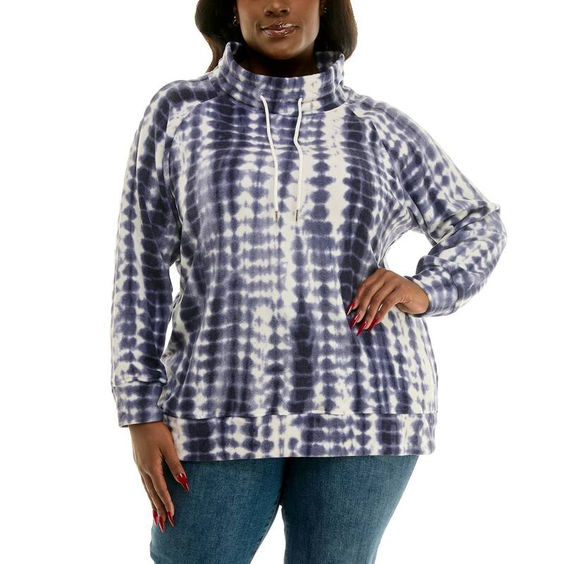 ニナレオナルド レディース トップス Tシャツ プラスサイズ フリース Plusize Nina Leonard Fleece Drawstring Top Navy Multi ネイビー