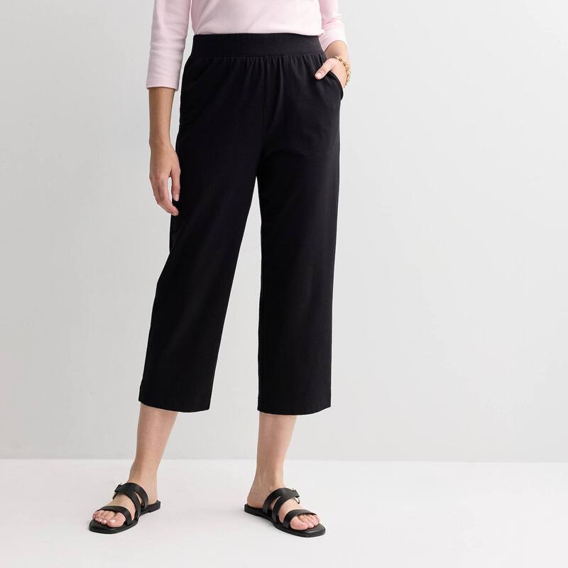 クロフト＆バロー レディース ボトムス カジュアルパンツ クロップド ジャージー Women Croft \u0026 Barrow Cropped Relaxed Jersey Pants Mineral Black ブラック