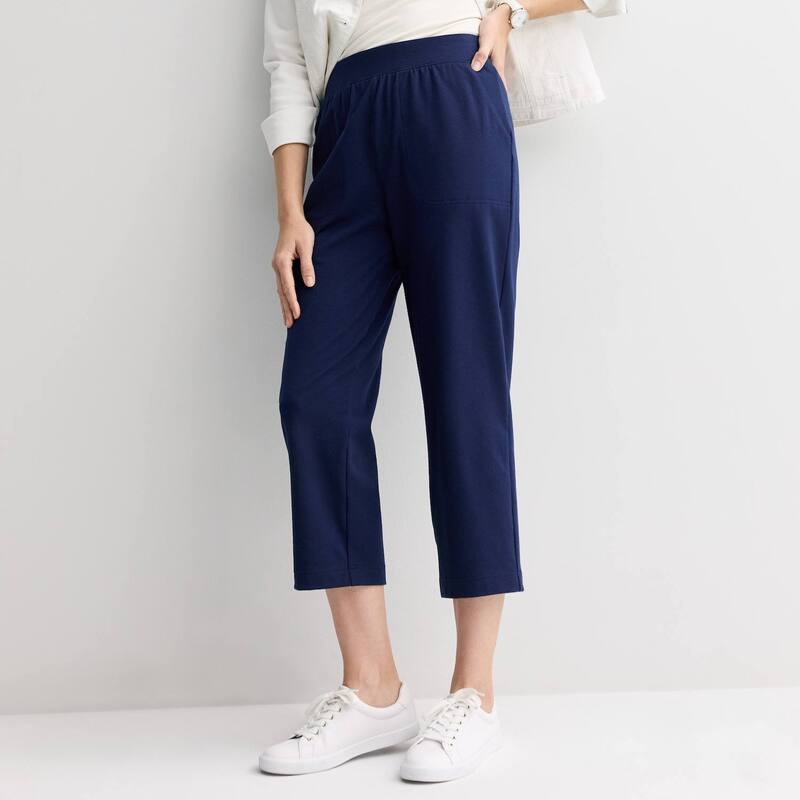 クロフト＆バロー レディース ボトムス カジュアルパンツ クロップド ジャージー Women Croft \u0026 Barrow Cropped Relaxed Jersey Pantseattle Navy ネイビー