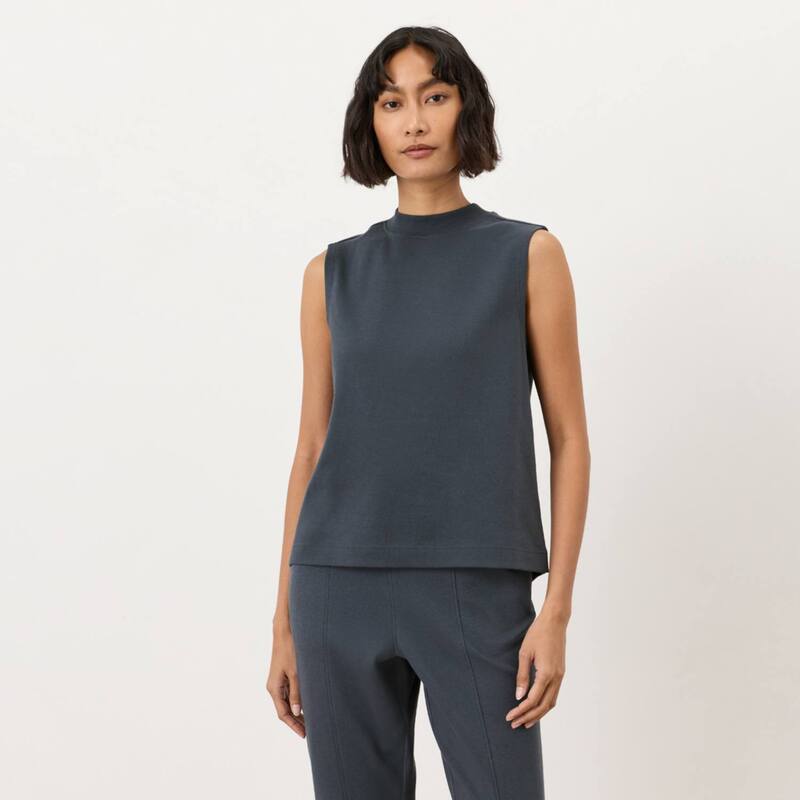パクト レディース トップス ティーシャツ モックネック 綿織物 Pact Organicotton Airplane Mock Neck Shell Steel Blue 青色 レディースファッション-Tシャツ・カットソー