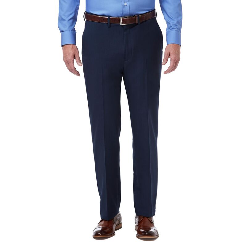 ハガー メンズ ボトムス カジュアルパンツ Men ’ s HaggarR Premium Comfort Expandable-Waist Classic-Fit Stretch Flat-Front Dress Pants Blue ブルー|ReVida 店