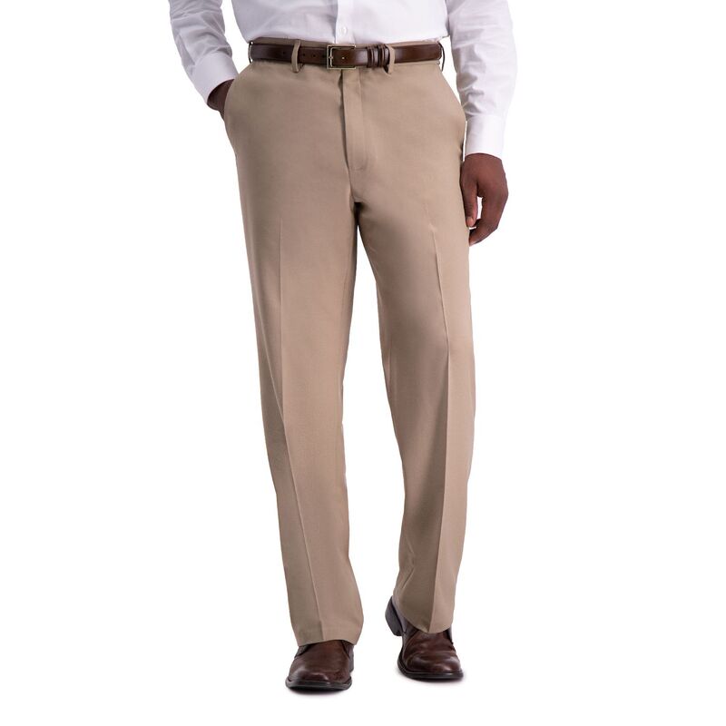 ハガー メンズ ボトムス カジュアルパンツ Men ’ s HaggarR Premium Comfort Expandable-Waist Classic-Fit Stretch Flat-Front Dress Pants Medium Khaki カーキ|ReVida 店