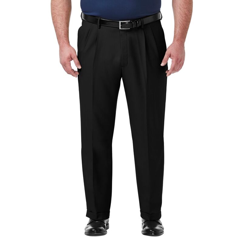 ハガー メンズ ボトムス カジュアルパンツ プリーツ トール Big & Tall HaggarR Premium Comfort Classic-Fit Pleated Hidden Expandable Waistbandress Pants Black ブラック｜ReVida 店