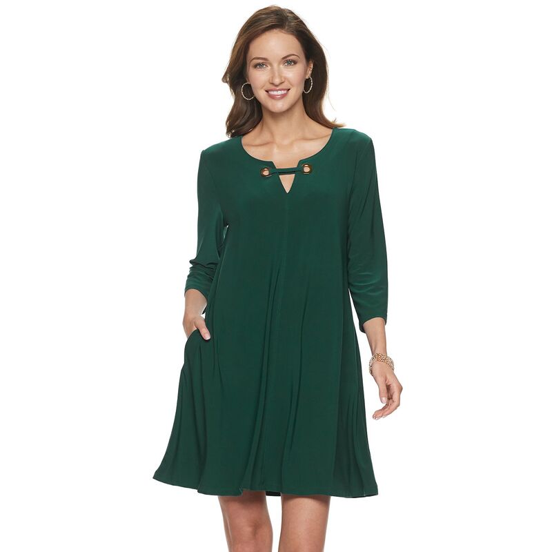 ニナレオナルド レディース トップス ワンピース Women's Nina Leonard Embellished Keyhole Swing Dresspruce Gold ゴールド 12,586円