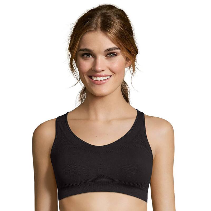 ヘインズ レディース アンダー御召しもの ブラ Hanesolid Core Racerback Sports Bra O9003 Ebony