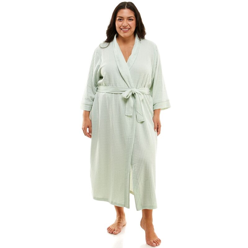 クロフト&バロー レディース アンダーウェア ナイトウェア プラスサイズ ニット Plusize Croft & Barrowaffle-Knit Kimono Robe Green Frost グリーン