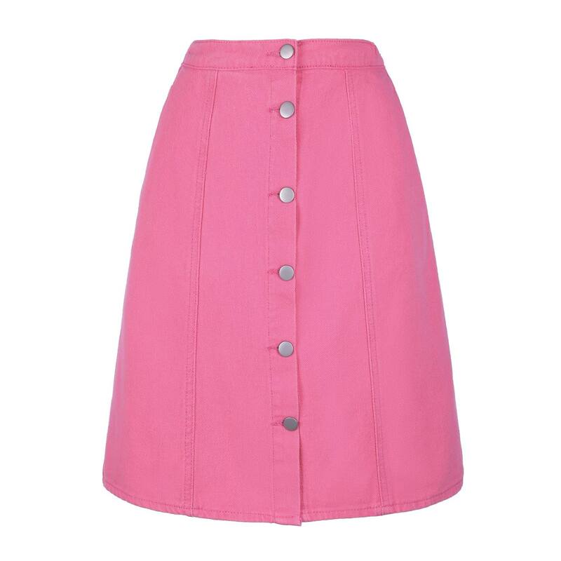 アレグラ ケー レディース ボトムスカート A ライン ハイウエスト デニム ALLEGRA K Women'solid Color A-Line High Waist Casual Denim Skirt Hot Pink ピンク｜ReVida 店