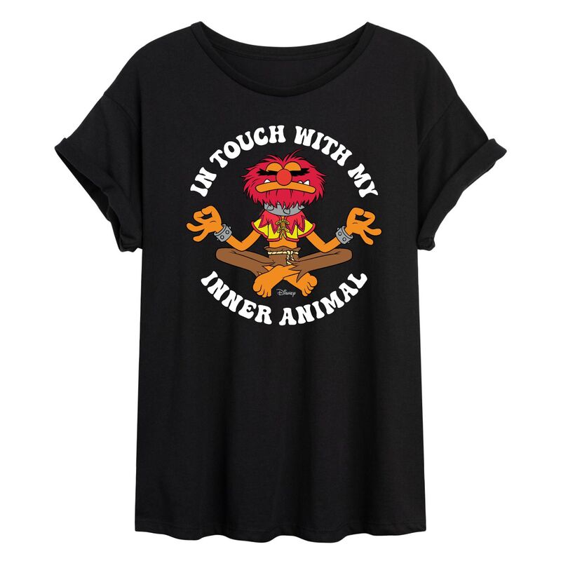 ディズニー レディース トップス Tシャツ Disney's The Muppets Juniors' Inner Animal Oversized Tee Black ブラック