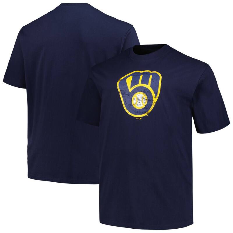 プロファイル レディース トップス Tシャツ トール ロゴ Men's Profile Navy Milwaukee Brewers Big & Tall Primary Logo T-Shirt Brw Navy ネイビー