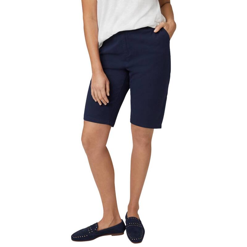 Ellos レディース ボトムス ハーフパンツ・ショーツ プラスサイズ ショートパンツ ellos Plusize Stretchino Mid-Rise Bermuda Shorts Navy ネイビー