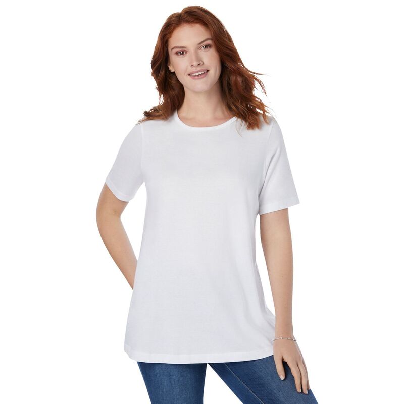 ウーマン ウィズイン レディース トップス Tシャツ プラスサイズ 半袖 Woman Within Plusize Perfect Short-Sleeve Scoopneck Tee White ホワイト