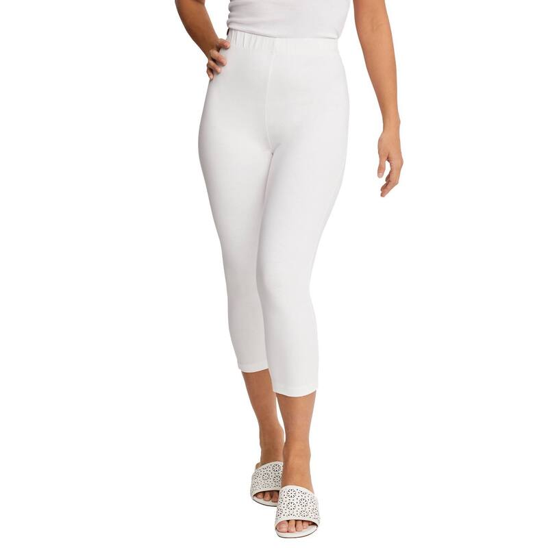 ジェシカロンドン レディース ボトムス カジュアルパンツ プラスサイズ コットン キャップ Jessica London Women's Plusizeveryday Stretch Cotton Capri Legging White ホワイト