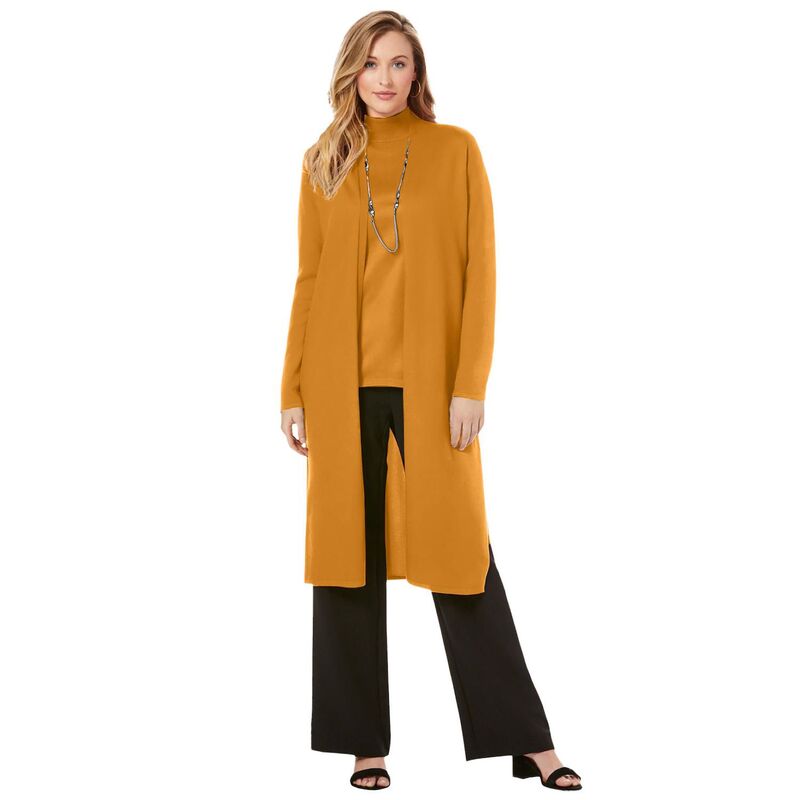 ジェシカロンドン レディース アウター ニット・セーター プラスサイズ Jessica London Women's Plusize Carefree Cashmere Duster Sweaterich Gold ゴールド｜ReVida 店