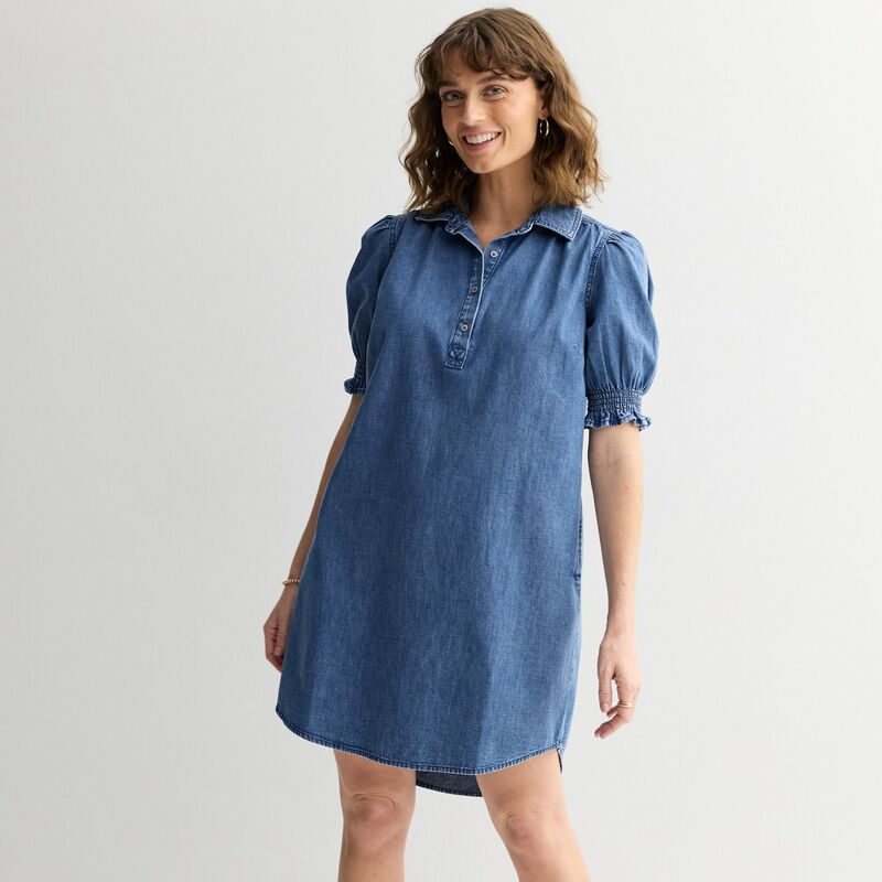 ソノマ レディース トップス ワンピース デニム Womenonoma Goods For Life Puff Sleeve Denim Dress Medium Wash デニム