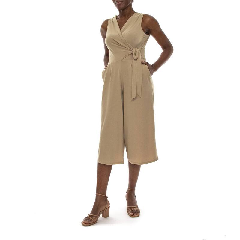 ニナレオナルド レディース トップス ワンピース キャップ ジャンプスーツ Women\'s Nina Leonard Wide-Leg Capri Jumpsuit New Camel キャメル｜ReVida 店