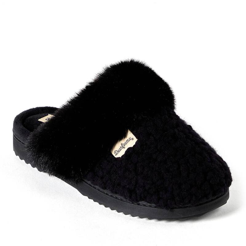 ディアフォームズ レディース シューズ サンダル ニット Dearfoams Courtney Women's Knit Scuff Slippers Black Solid ブラック｜ReVida 店