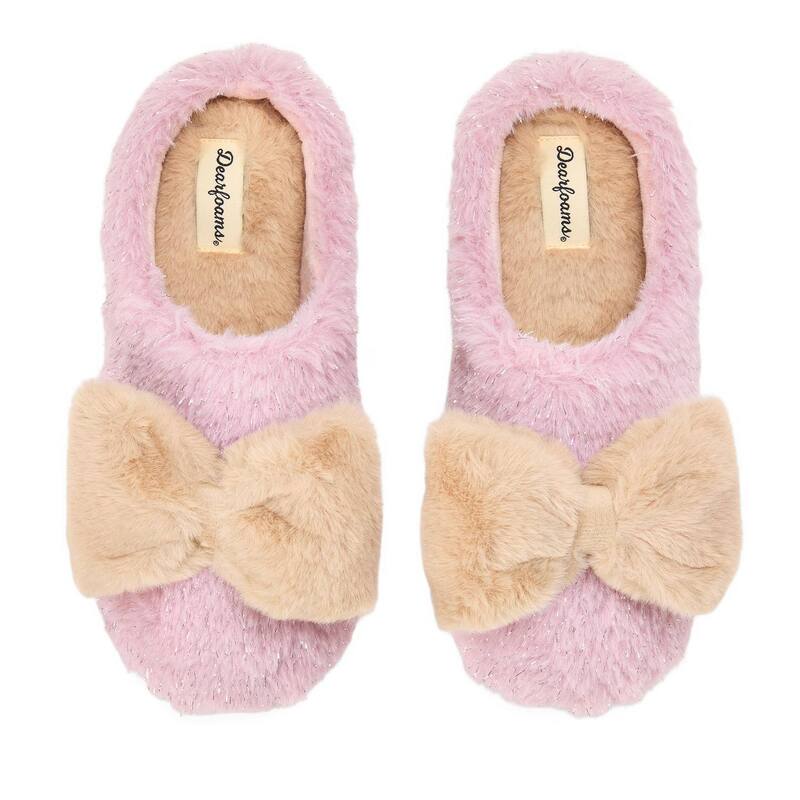 ディアフォームズ レディース シューズ サンダル Dearfoams Rosie Women's Furry Clog Slippers Pale Mauve