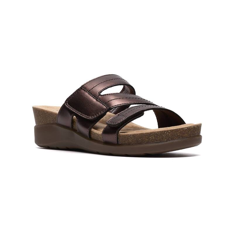 クラークス レディース シューズ サンダル Clarks Calenne Holly Women\u0027s Wedge Sandals Bronze Metallic メタリック