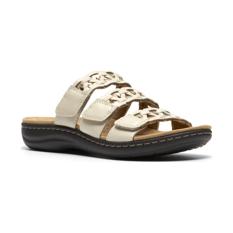 クラークス レディース シューズ サンダル なめし革 Clarks Laurieann Emma Women\u0027s Leather Flat Sandals Cream Leather 皮膚軟化剤