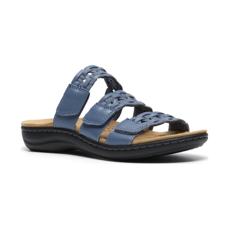 クラークス レディース シューズ サンダル なめし革 Clarks Laurieann Emma Women\u0027s Leather Flat Sandals Denim Blue Leather ジーンズ