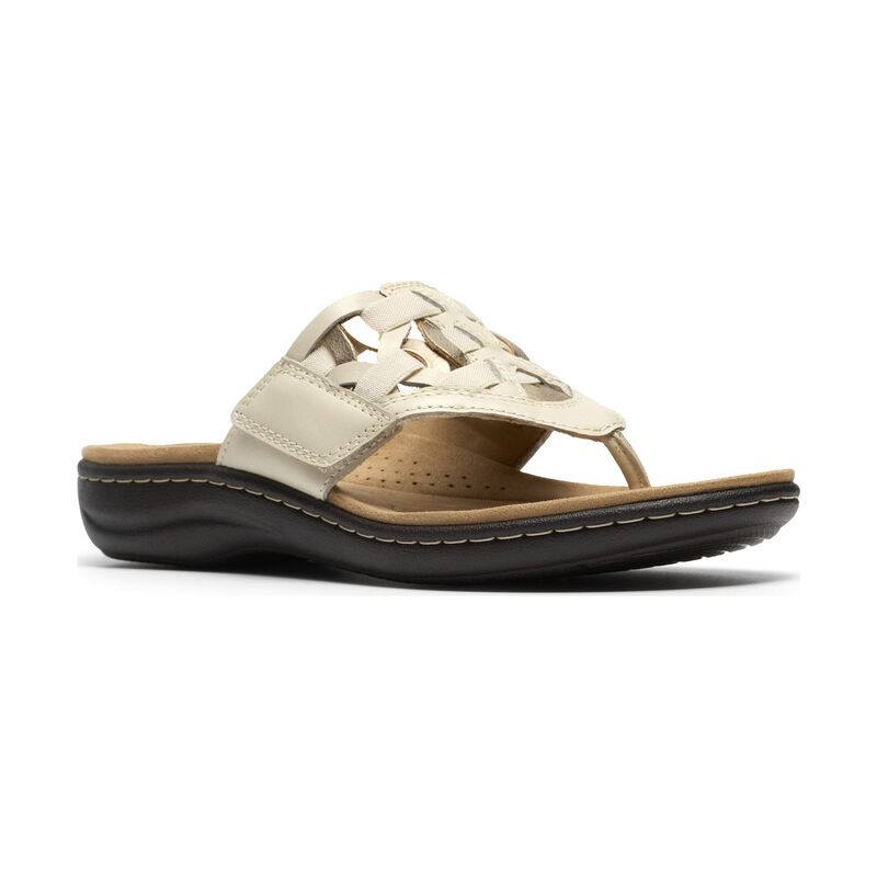 クラークス レディース シューズ サンダル なめし革 Clarks Laurieann Mia Women\u0027s Leather Flip Flop Sandals White Leather 白いこと