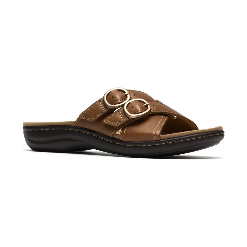 クラークス レディース シューズ サンダル なめし革 Clarks Laurieann Opal Women\u0027s Leather Slip-On Sandals Tan Leather タン