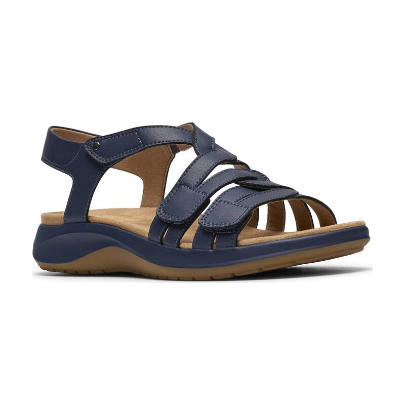 クラークス レディース シューズ サンダル なめし革 Clarks Maelynn Paige Women\u0027s Leather Flat Sandals Navy Leather 米国海軍