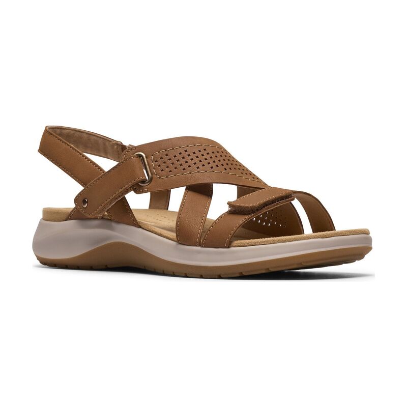 クラークス レディース シューズ サンダル なめし革 Clarks Maelynn Paige Women\u0027s Leather Flat Sandals Tan タン