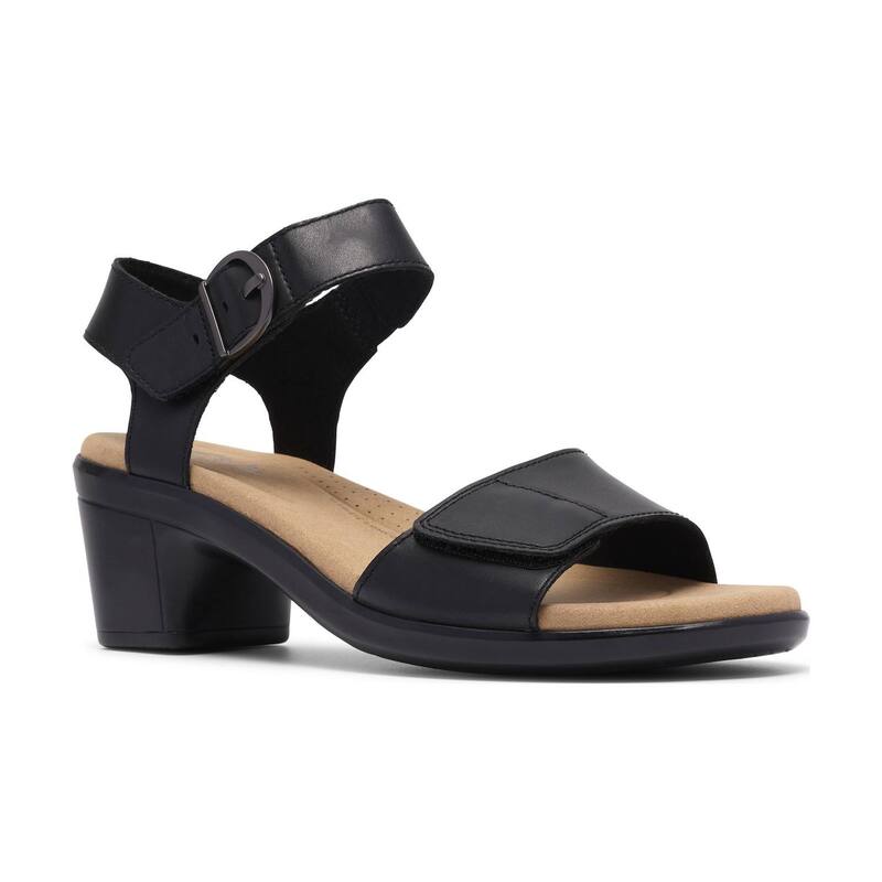 クラークス レディース シューズ サンダル なめし革 踵 Clarks Emily2 Amanda Women\u0027s Heeled Leather Slingback Sandals Black Leather 黒いこと