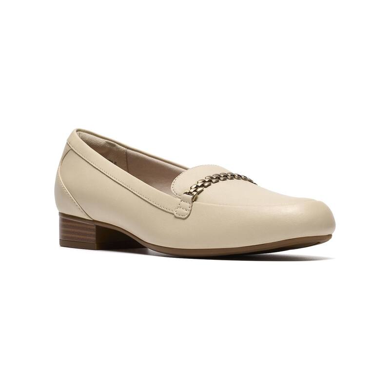 クラークス レディース シューズ スリッポン・ローファー なめし革 Clarks Juliet Mia Women\u0027s Leather Slip-On Loafers Cream Leather 皮膚軟化剤