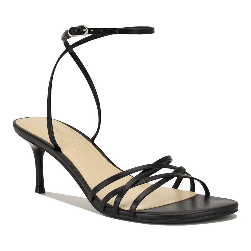 ナインウェスト レディース シューズ パンプス サンダル ヒール Nine West Gillie Women'strappy Stiletto Heel Dressandals Black ブラック｜ReVida 店