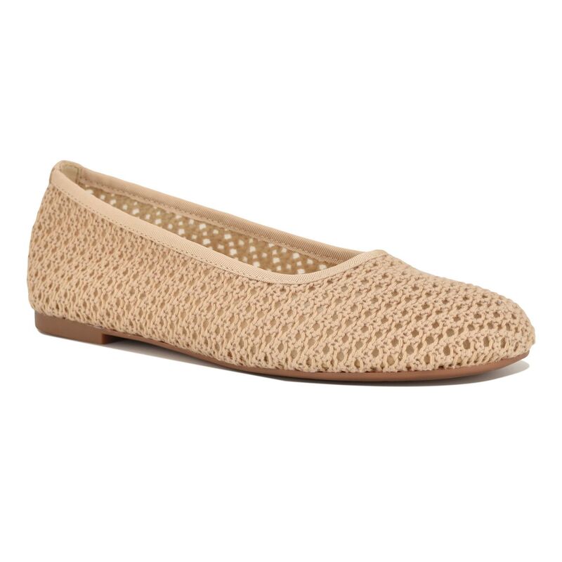 ナインウェスト レディース シューズ サンダル Nine West Burnne Women's Round Toe Slip-On Dress Flats Cream Crochet クリーム｜ReVida 店