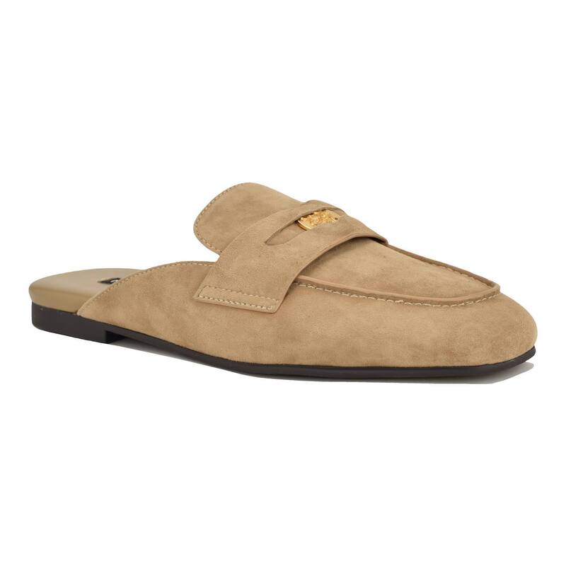 ナインウェスト レディース シューズ サンダル 置き目毛革 Nine West Evans Women\u0027slip-On Penny Loafer Mules Taupe Suede トープ