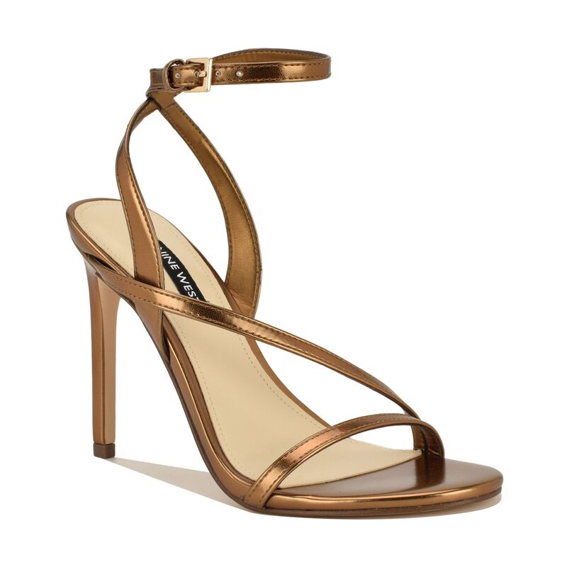 ナインウェスト レディース シューズ パンプス サンダル ヒール Nine West Miorla Women'strappy Stiletto Heel Dressandals Gold ゴールド