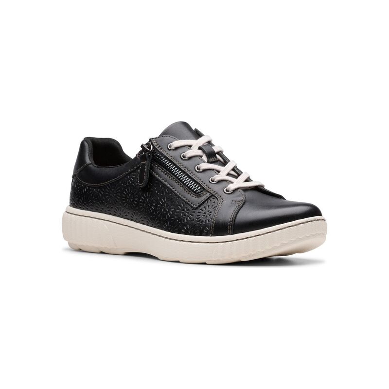 クラークス レディース シューズ スニーカー レザー Clarks Caroline Rio Women Leather Slip-On Shoes Black Leather ブラック