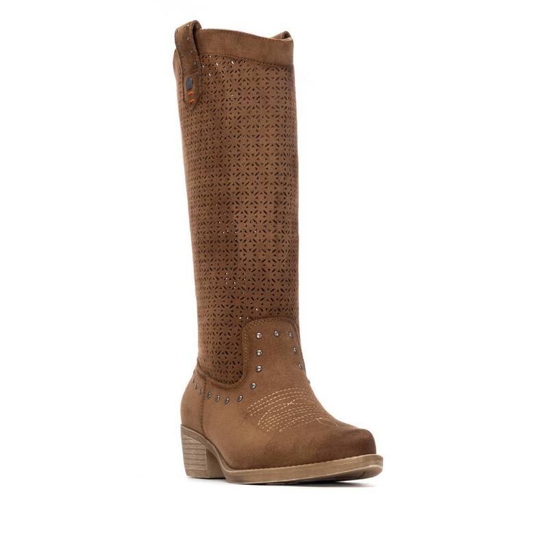 リフレッシュ レディース シューズ ブーツ・レインブーツ スエード ヒール Refresh Collection Women's Block Heel Suede Boots 175292 Camel キャメル